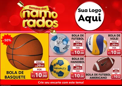 Modelo de Encarte para Encarte A4 Horizontal com o tema Semana dos namorados para Artigos Esportivos