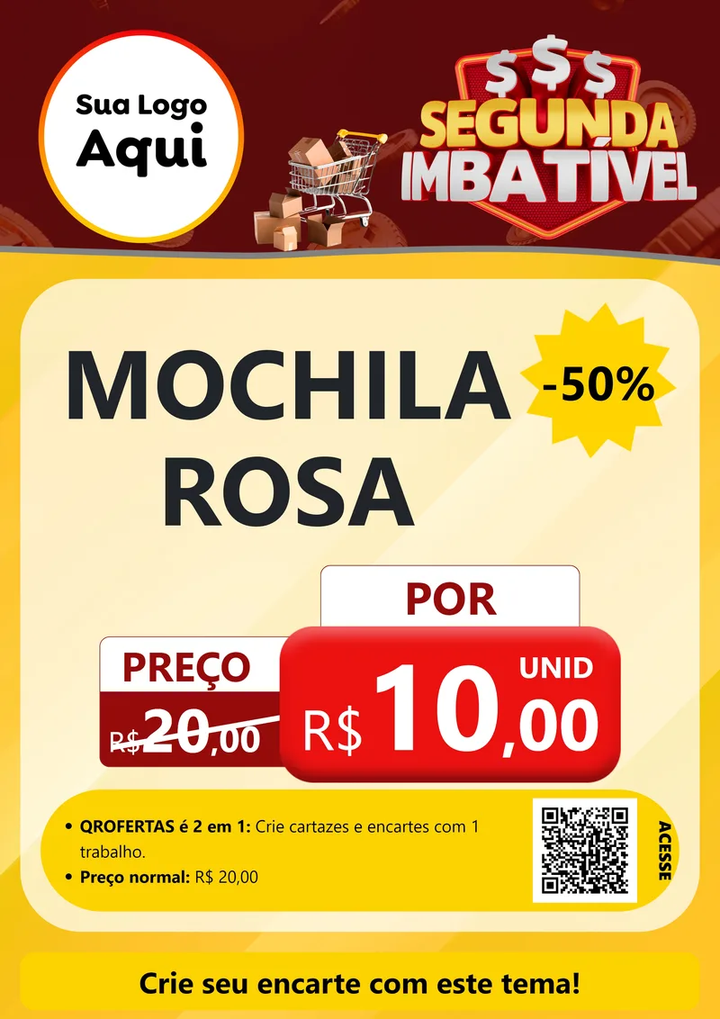 Modelo de Cartaz para Cartaz A4 Vertical com o tema Segunda Imbatível para Papelaria