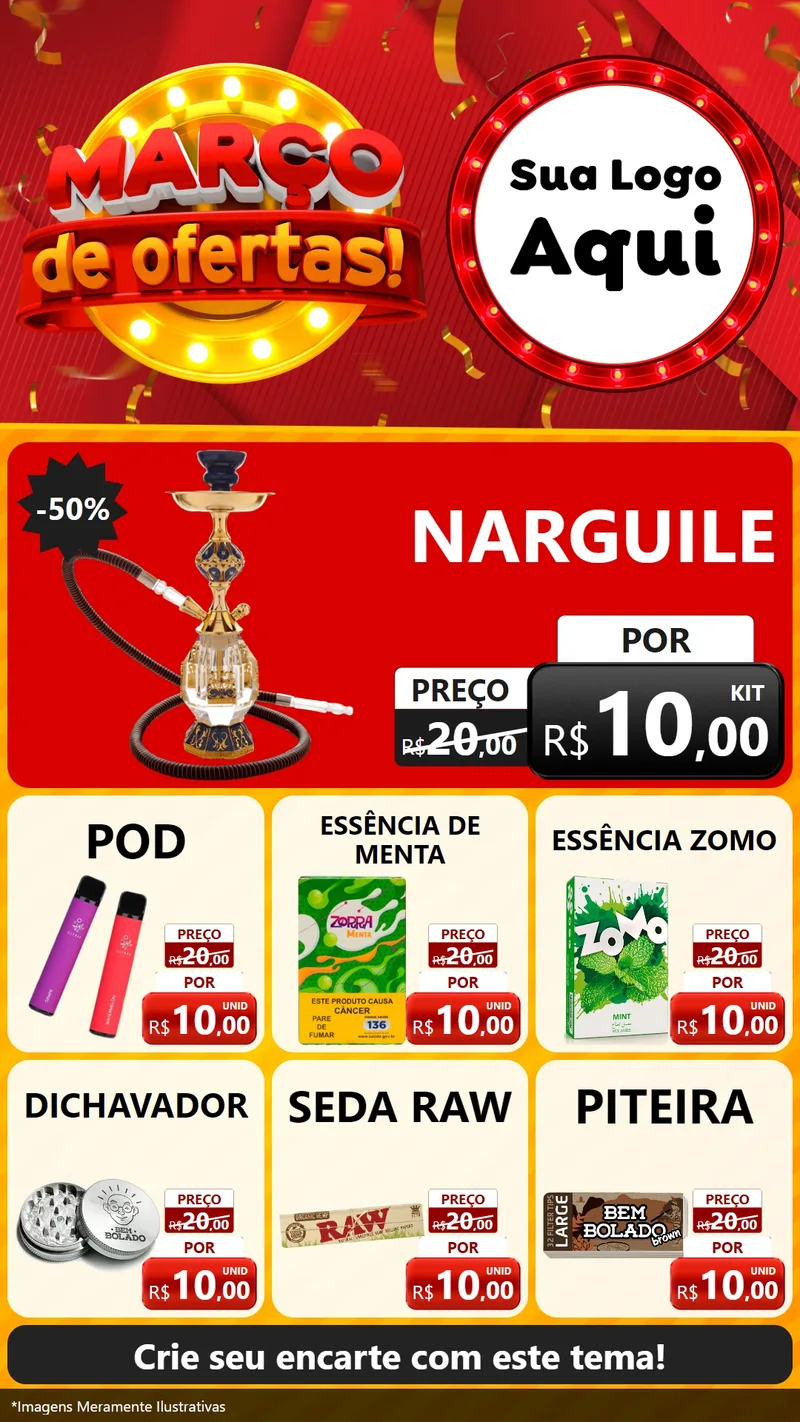 Modelo de Rede Social para Stories com o tema Março de Ofertas! para Tabacaria