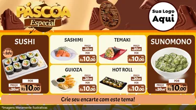 Modelo de TV para TV Horizontal com o tema Páscoa Especial para Comida japonesa
