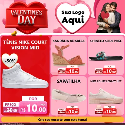 Modelo de Rede Social para Feed Facebook com o tema Valentine's Day para Calçados