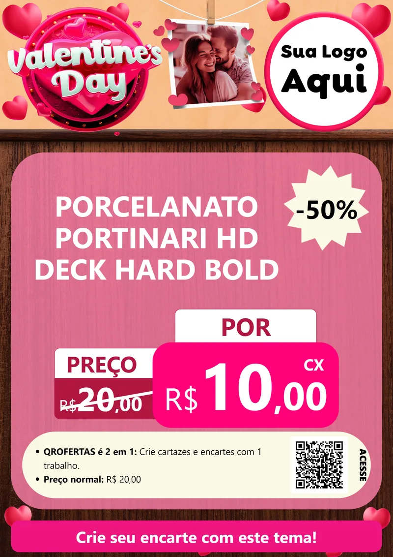 Modelo de Cartaz para Cartaz A4 Vertical com o tema Valentine's Day para Pisos e revestimentos