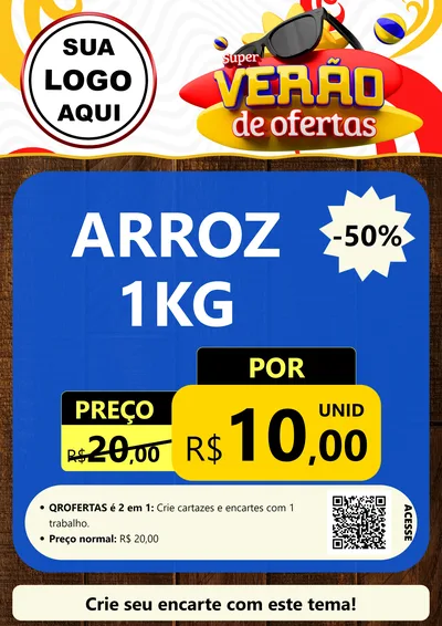 Modelo de Cartaz para Cartaz A4 Vertical com o tema Super Verão de Ofertas para Supermercado