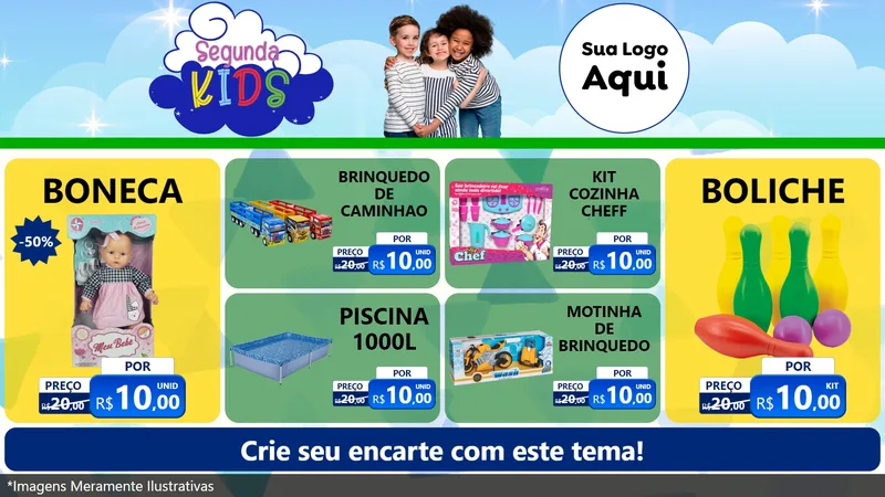 Modelo de TV para TV Horizontal com o tema Segunda Kids para Brinquedos