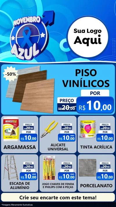 Modelo de Rede Social para Stories com o tema Novembro Azul para Material para Construção