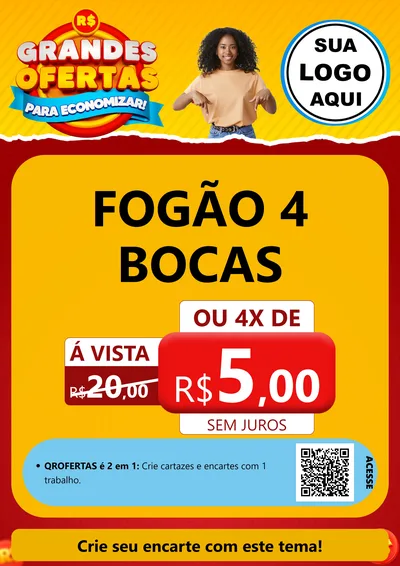 Modelo de Cartaz para Cartaz A4 Vertical com o tema Grandes Ofertas Para Economizar! para Móveis e Eletro