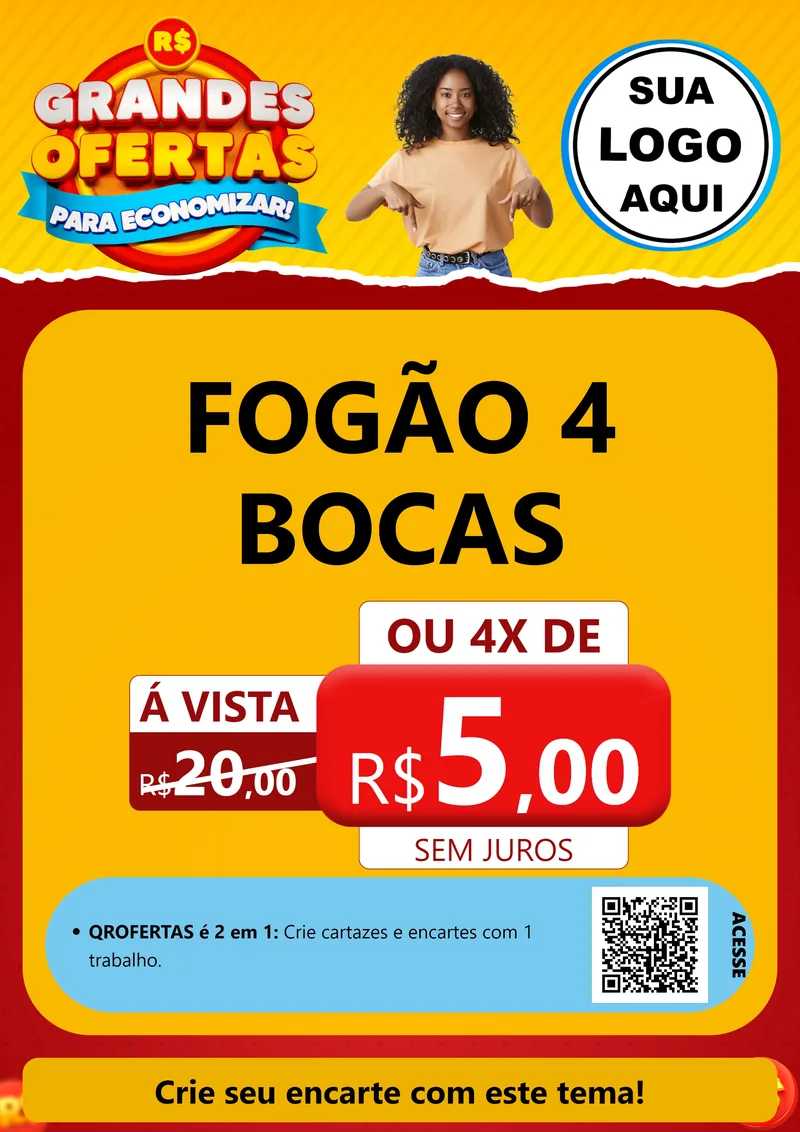 Modelo de Cartaz para Cartaz A4 Vertical com o tema Grandes Ofertas Para Economizar! para Móveis e Eletro