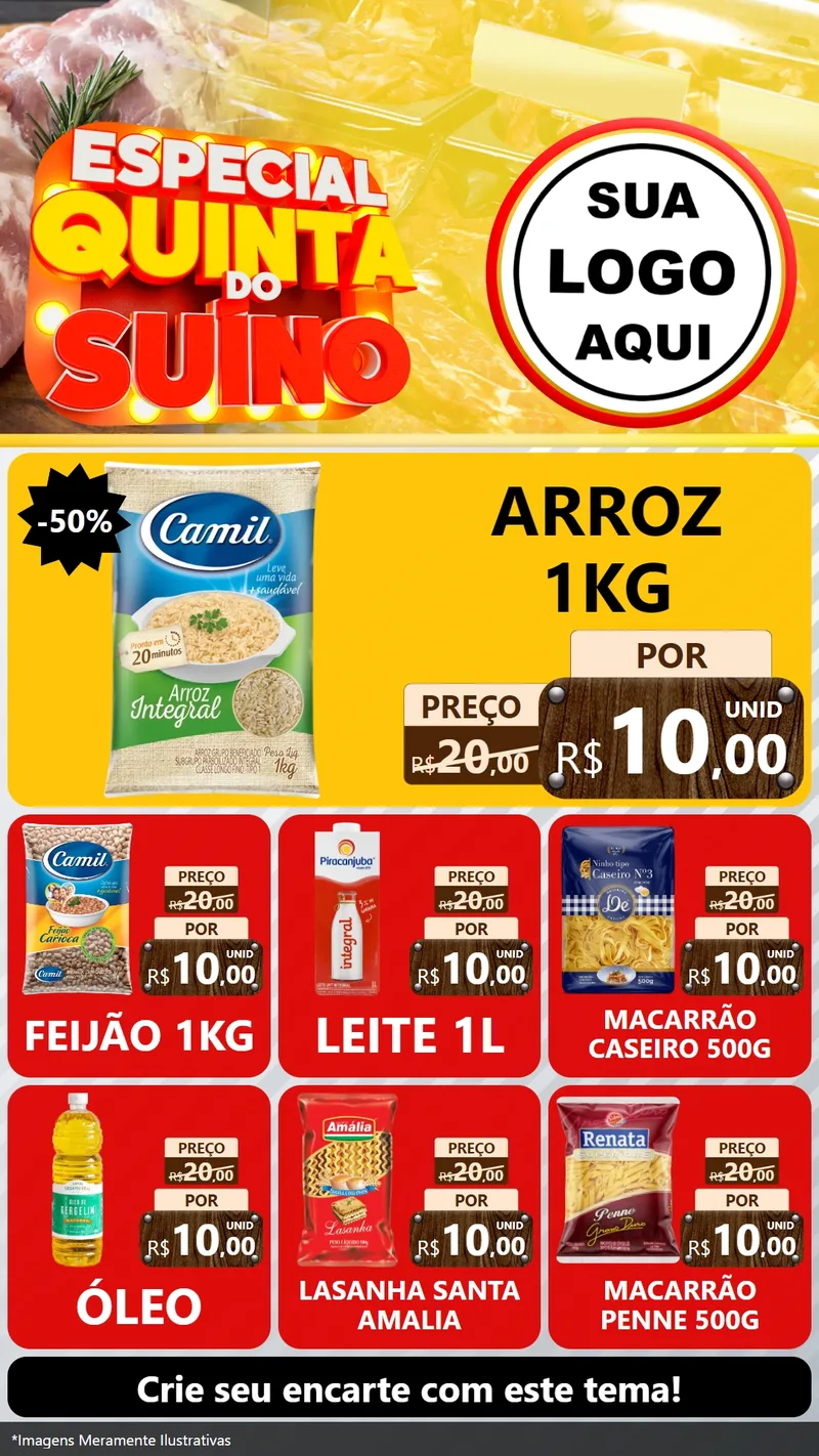 Modelo de Rede Social para Stories com o tema Especial Quinta do Suíno para Supermercado