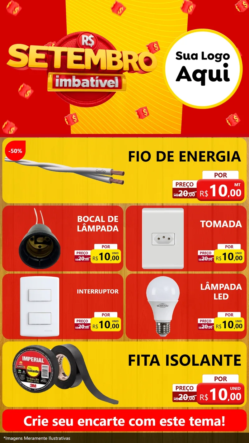 Modelo de TV para TV Vertical com o tema Setembro Imbatível para Materiais Elétricos