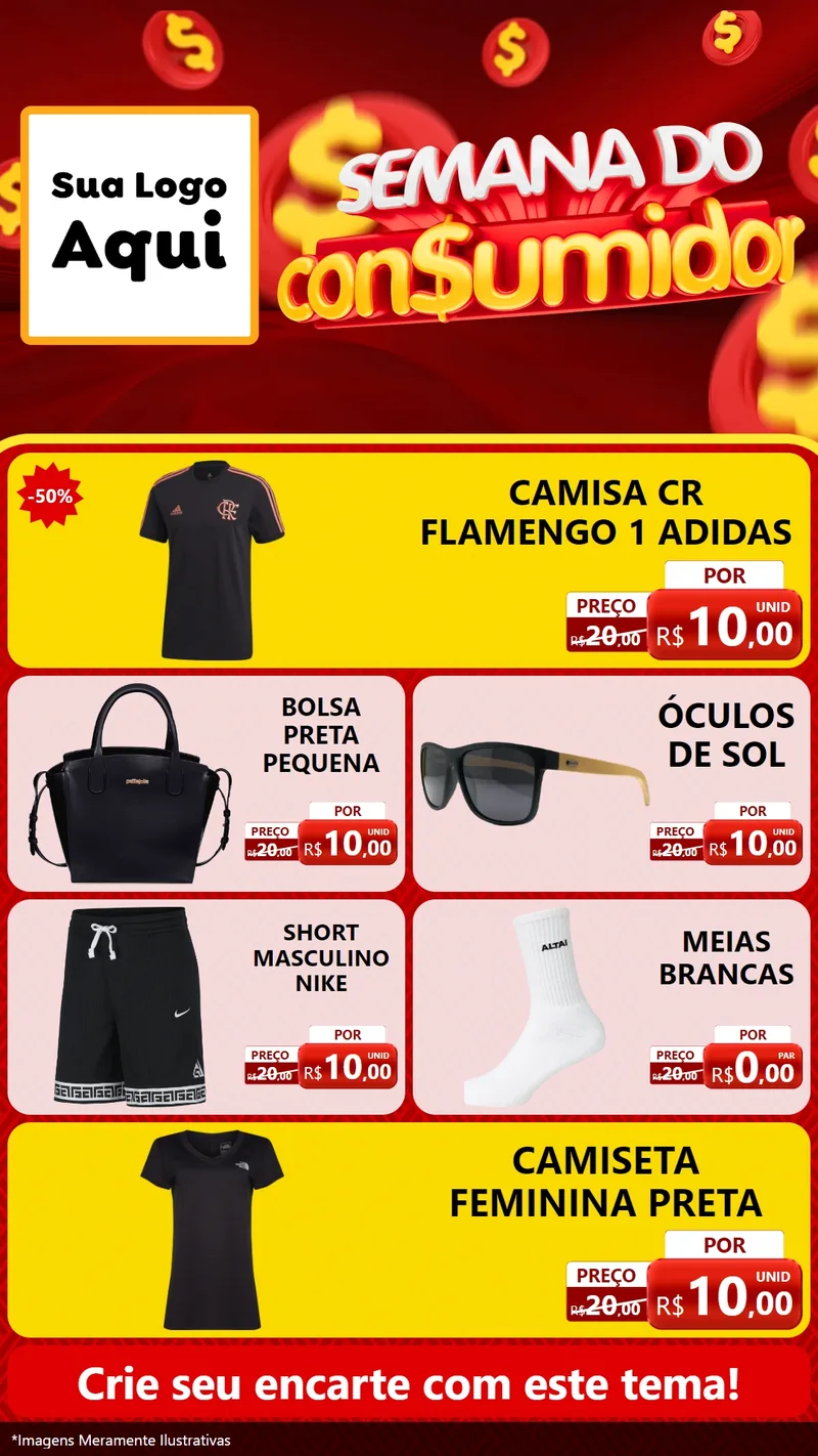 Modelo de TV para TV Vertical com o tema Semana do Consumidor para Roupas e acessórios