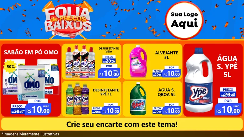 Modelo de TV para TV Horizontal com o tema Folia de Preços Baixos para Produtos de Limpeza