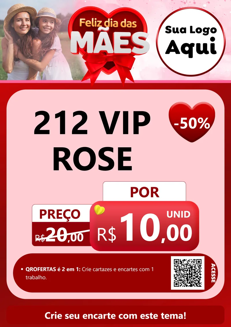 Modelo de Cartaz para Cartaz A4 Vertical com o tema Feliz Dia Das Mães para Perfumes
