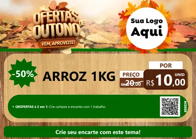 Modelo de Cartaz para Cartaz A4 Horizontal com o tema Ofertas de Outono - Vem, Aproveite! para Supermercado