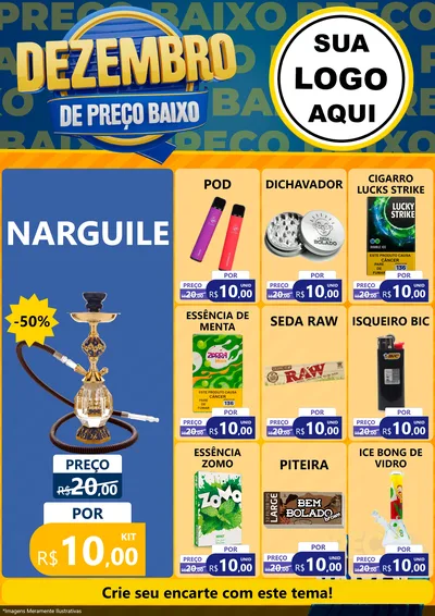 Modelo de Encarte para Encarte A4 Vertical com o tema Dezembro de Preço Baixo para Tabacaria