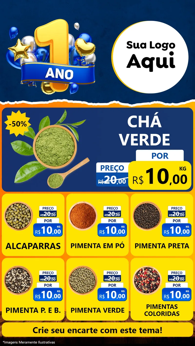 Modelo de Rede Social para Stories com o tema Um Ano de Aniversário para Produtos Naturais