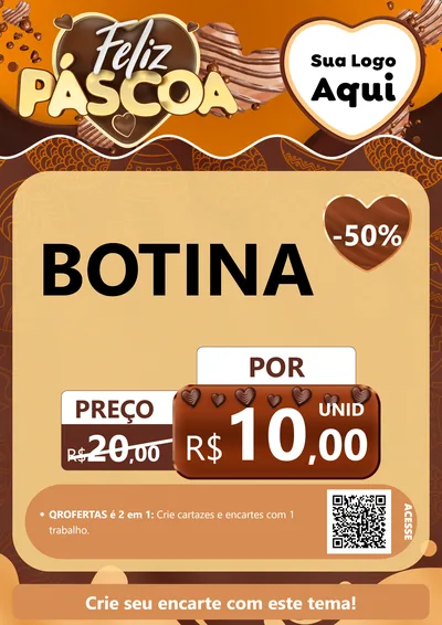 Modelo de Cartaz para Cartaz A4 Vertical com o tema Feliz Páscoa para Agropecuária