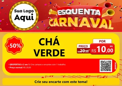 Modelo de Cartaz para Cartaz A4 Horizontal com o tema Esquenta Carnaval para Produtos Naturais