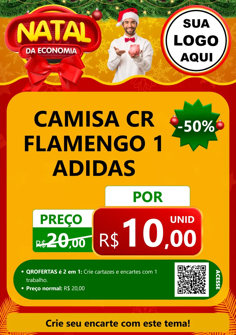 Modelo de Cartaz para Cartaz A4 Vertical com o tema Natal da Economia para Roupas e acessórios