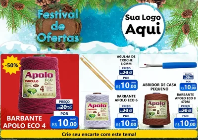 Modelo de Encarte para Encarte A4 Horizontal com o tema Festival de Ofertas - Inverno para Armarinho e Aviamentos