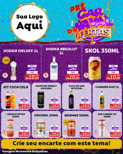 Modelo de Rede Social para Feed Instagram com o tema Pré Carnaval de Ofertas para Distribuidora de bebidas