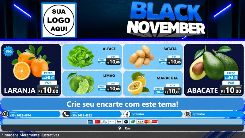 Modelo de TV para TV Horizontal com o tema Black November para Hortifrúti