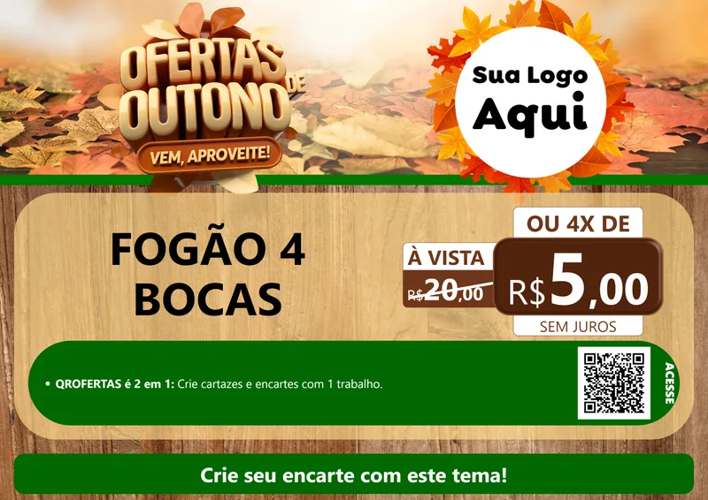 Modelo de Cartaz para Cartaz A4 Horizontal com o tema Ofertas de Outono - Vem, Aproveite! para Móveis e Eletro
