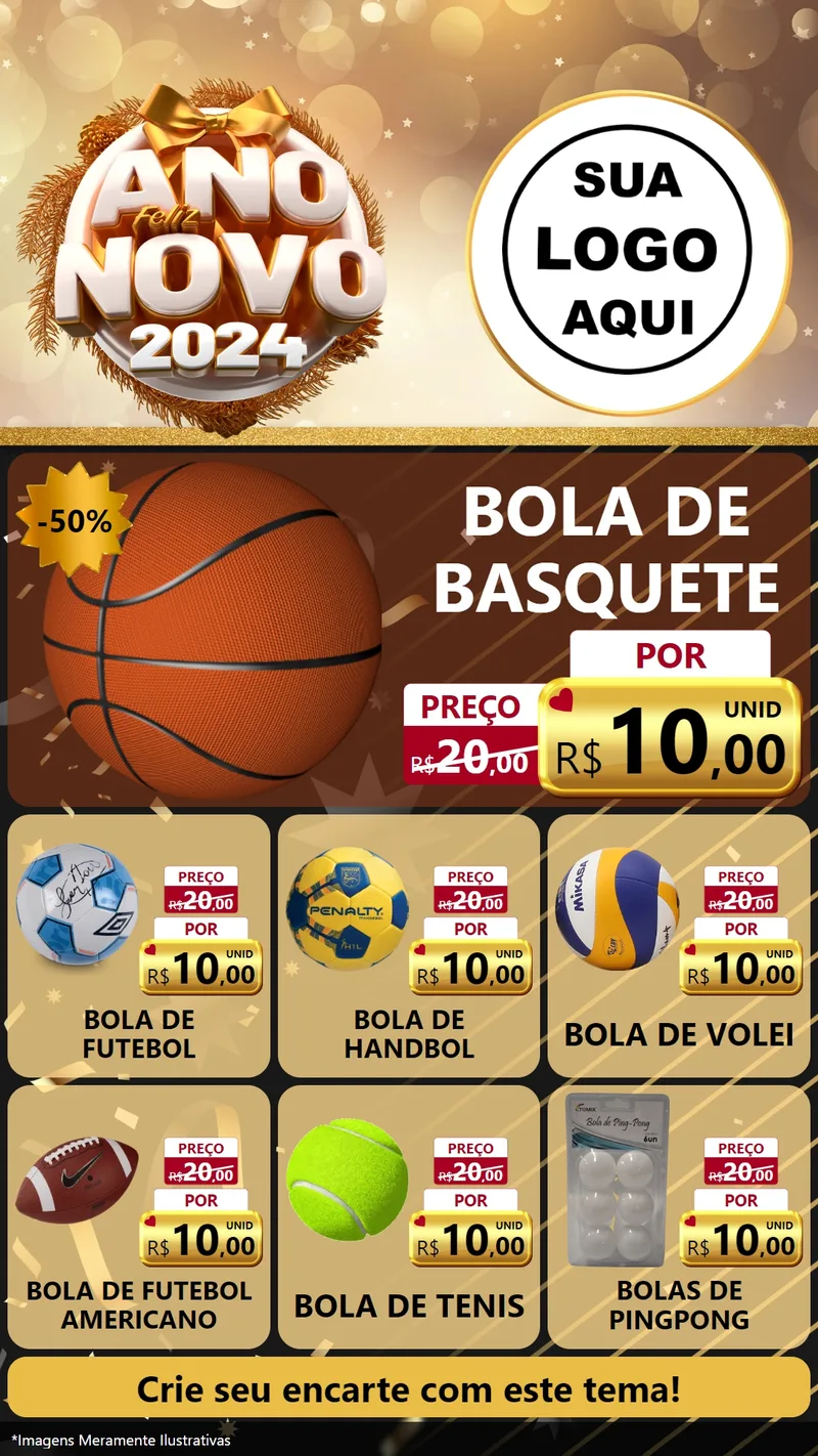 Modelo de Rede Social para Stories com o tema Feliz Ano Novo 2027 para Artigos Esportivos