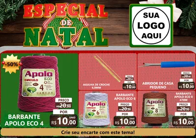 Modelo de Encarte para Encarte A4 Horizontal com o tema Especial de Natal para Armarinho e Aviamentos