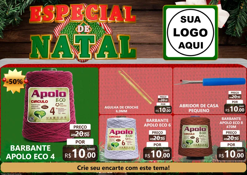 Modelo de Encarte para Encarte A4 Horizontal com o tema Especial de Natal para Armarinho e Aviamentos