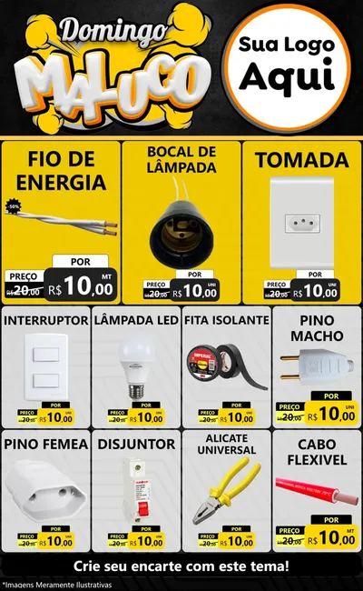 Modelo de Encarte para Encarte Grande com o tema Domingo Maluco para Materiais Elétricos