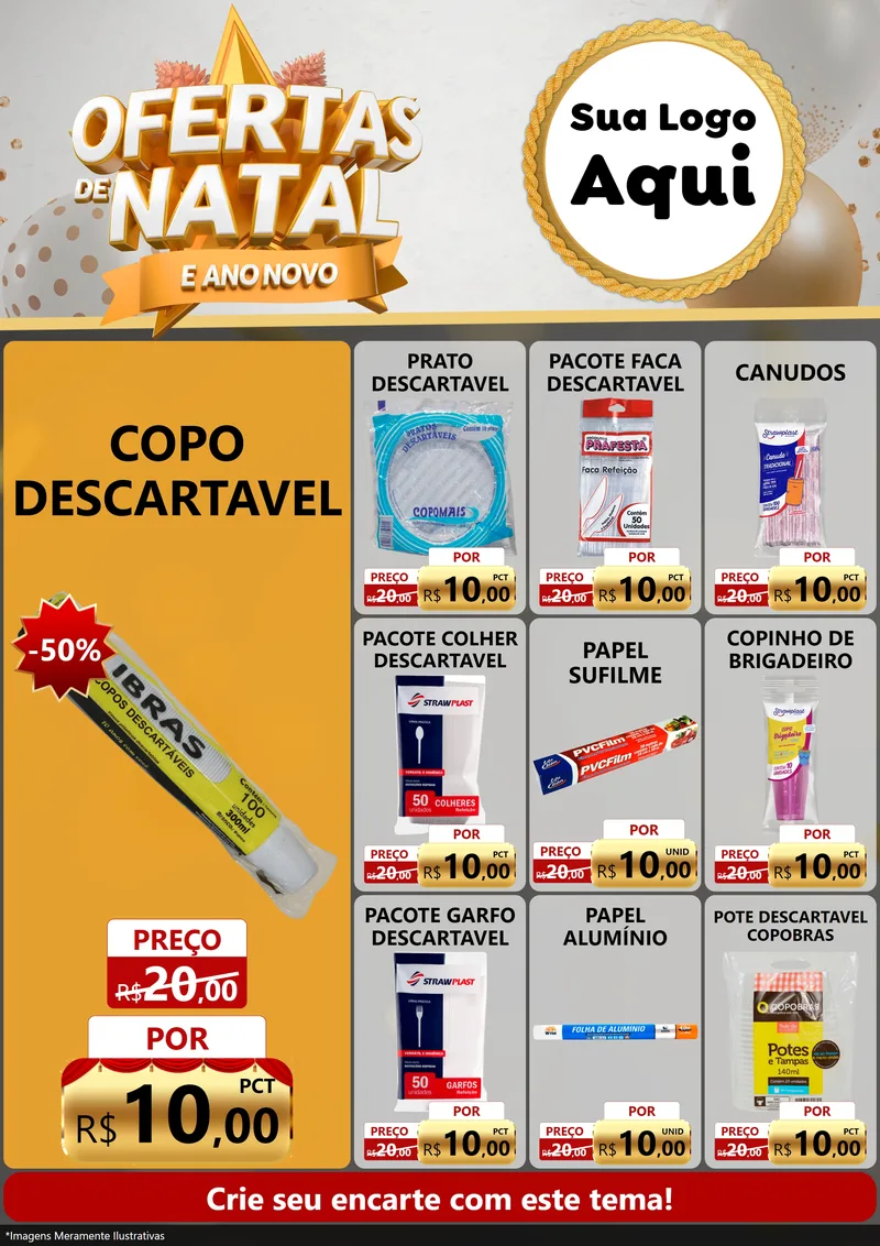 Modelo de Encarte para Encarte A4 Vertical com o tema Ofertas De Natal E Ano Novo para Embalagens