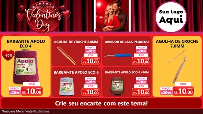 Modelo de TV para TV Horizontal com o tema Valentine's Day para Armarinho e Aviamentos