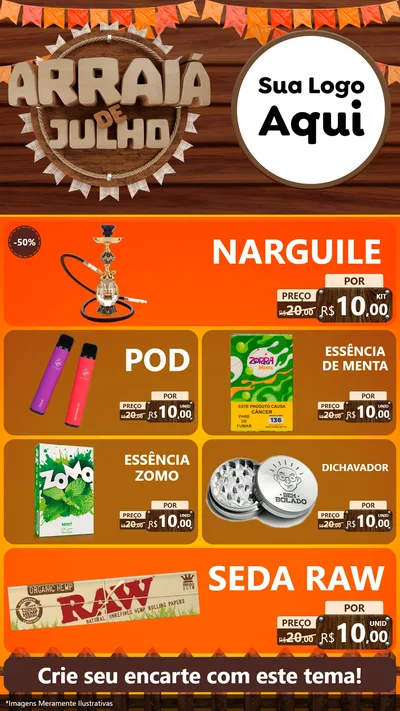 Modelo de TV para TV Vertical com o tema Arraiá de Julho - Junina para Tabacaria
