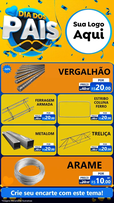Modelo de TV para TV Vertical com o tema Dia dos Pais para Ferragens