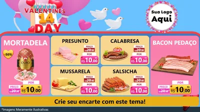 Modelo de TV para TV Horizontal com o tema Valentine's Day para Frios e Laticínios
