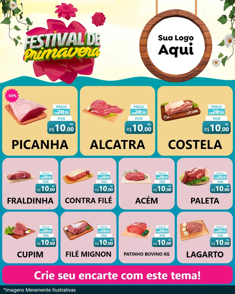 Modelo de Rede Social para Feed Instagram com o tema Festival de Primavera para Açougue