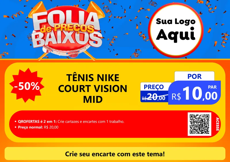 Modelo de Cartaz para Cartaz A4 Horizontal com o tema Folia de Preços Baixos para Calçados
