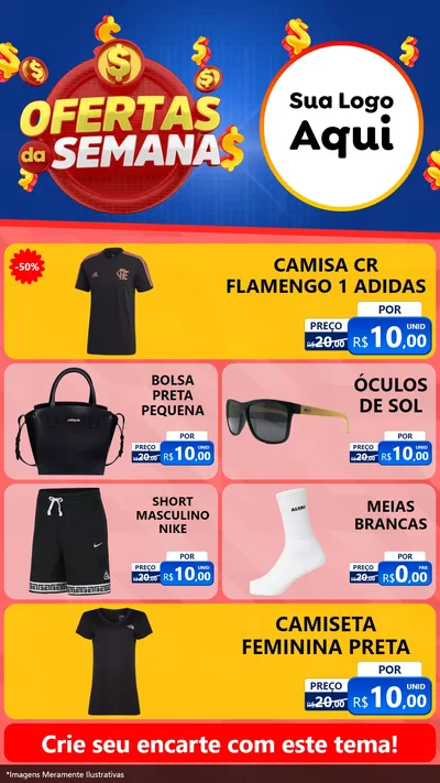 Modelo de TV para TV Vertical com o tema Ofertas Da Semana para Roupas e acessórios