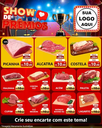 Modelo de Rede Social para Feed Instagram com o tema Show de Prêmios para Açougue