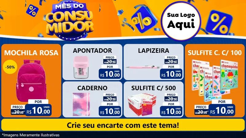 Modelo de TV para TV Horizontal com o tema Mês do Consumidor para Papelaria