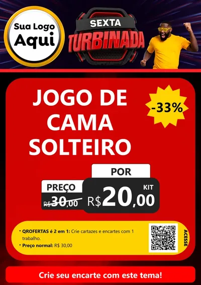 Modelo de Cartaz para Cartaz A4 Vertical com o tema Sexta Turbinada para Cama, Mesa e Banho