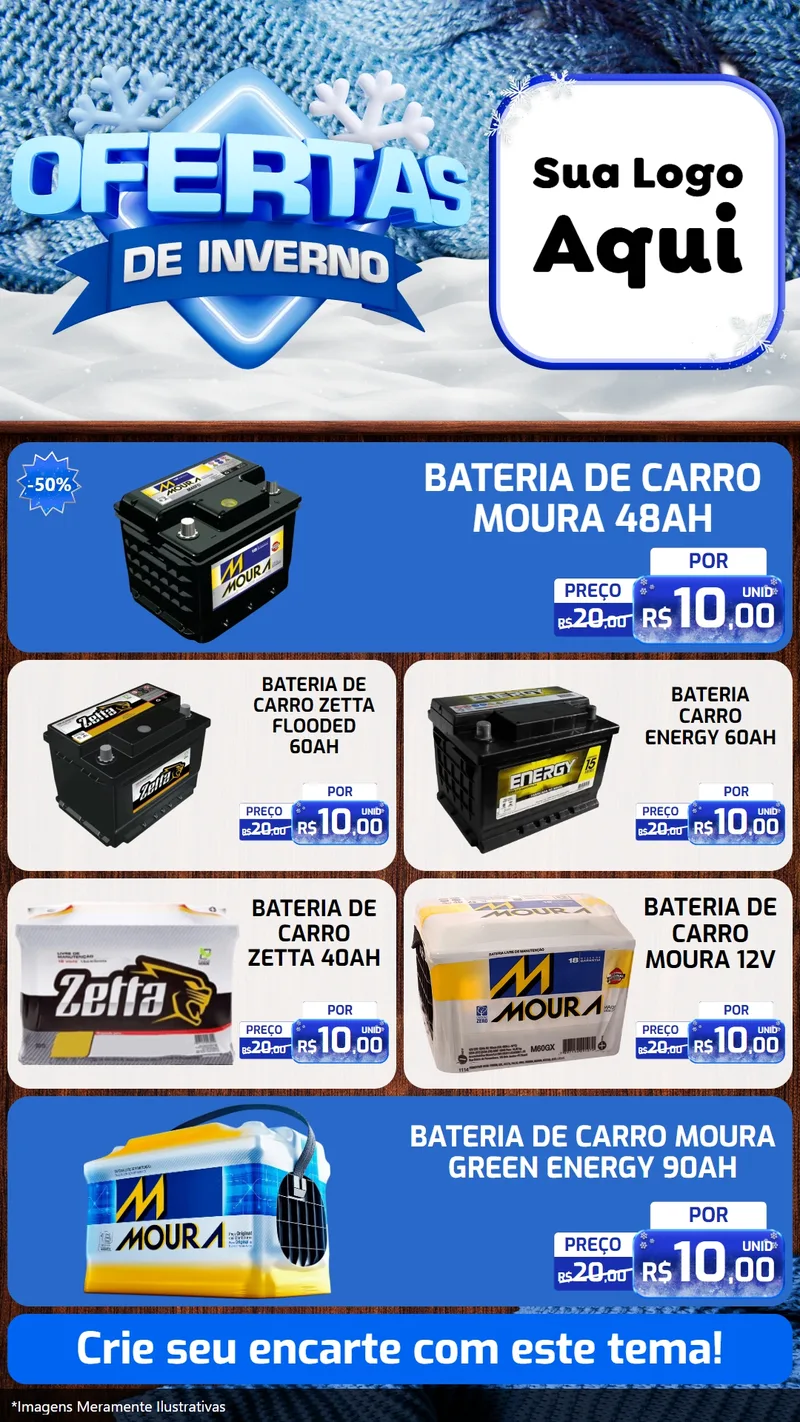 Modelo de TV para TV Vertical com o tema Ofertas de Inverno para Baterias Elétricas