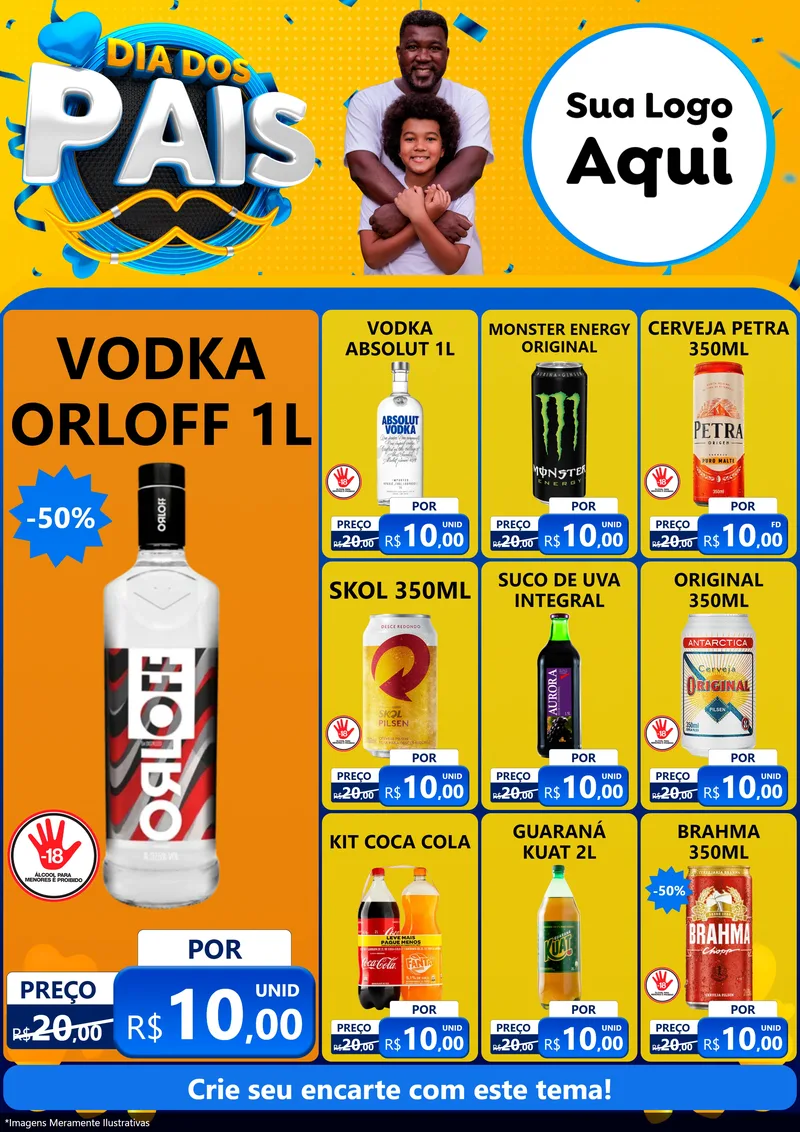 Modelo de Encarte para Encarte A4 Vertical com o tema Dia dos Pais para Distribuidora de bebidas