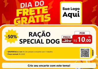 Modelo de Cartaz para Cartaz A4 Horizontal com o tema Dia do Frete Grátis para Pet Shop