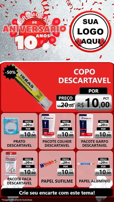 Modelo de Rede Social para Stories com o tema Promoção de Aniversário - 10 Anos para Embalagens