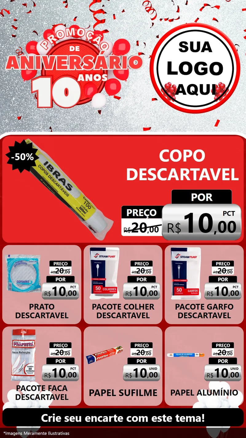 Modelo de Rede Social para Stories com o tema Promoção de Aniversário - 10 Anos para Embalagens