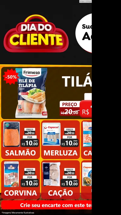 Modelo de Rede Social para Stories com o tema Dia do Cliente para Peixaria