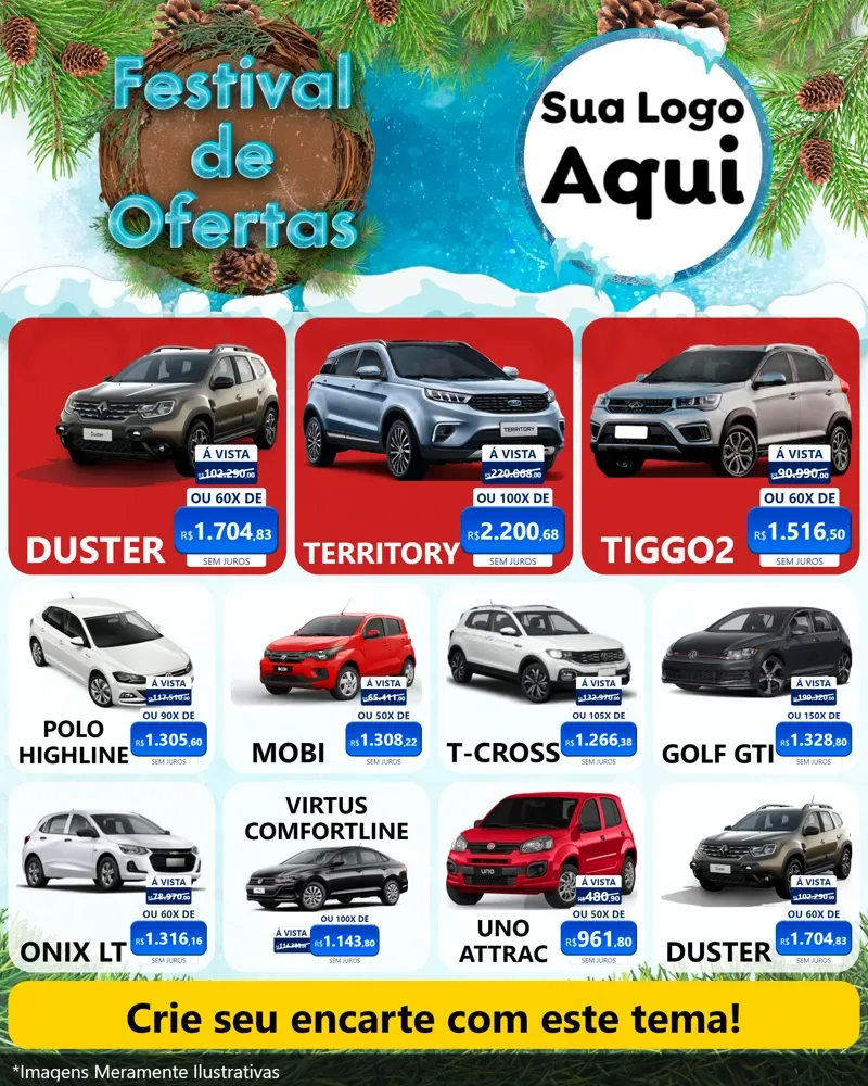 Modelo de Rede Social para Feed Instagram com o tema Festival de Ofertas - Inverno para Concessionaria de Carros