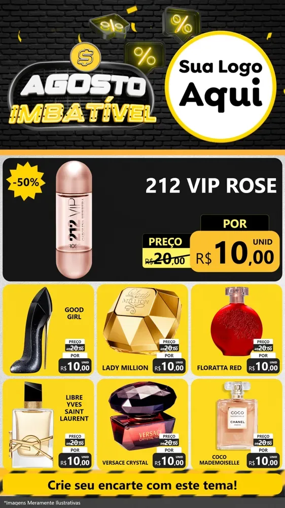 Modelo de Rede Social para Stories com o tema Agosto Imbatível para Perfumes