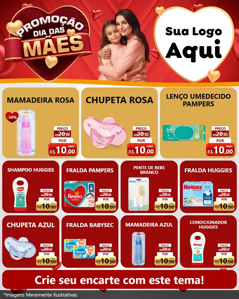 Modelo de Rede Social para Feed Instagram com o tema Promoção Dia das Mães para Bebês